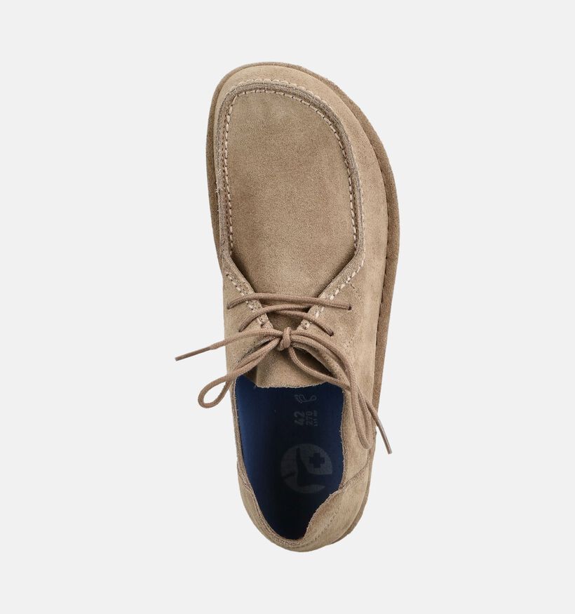 Birkenstock Utti Lace Suede Mocassins en Taupe pour hommes (377033) - pour semelles orthop&eacute;diques