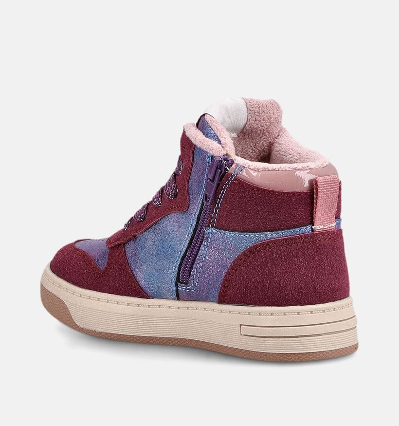 Milo & Mila Baskets hautes en Bordeaux/Rose pour filles (379238) - pour semelles orthop&eacute;diques