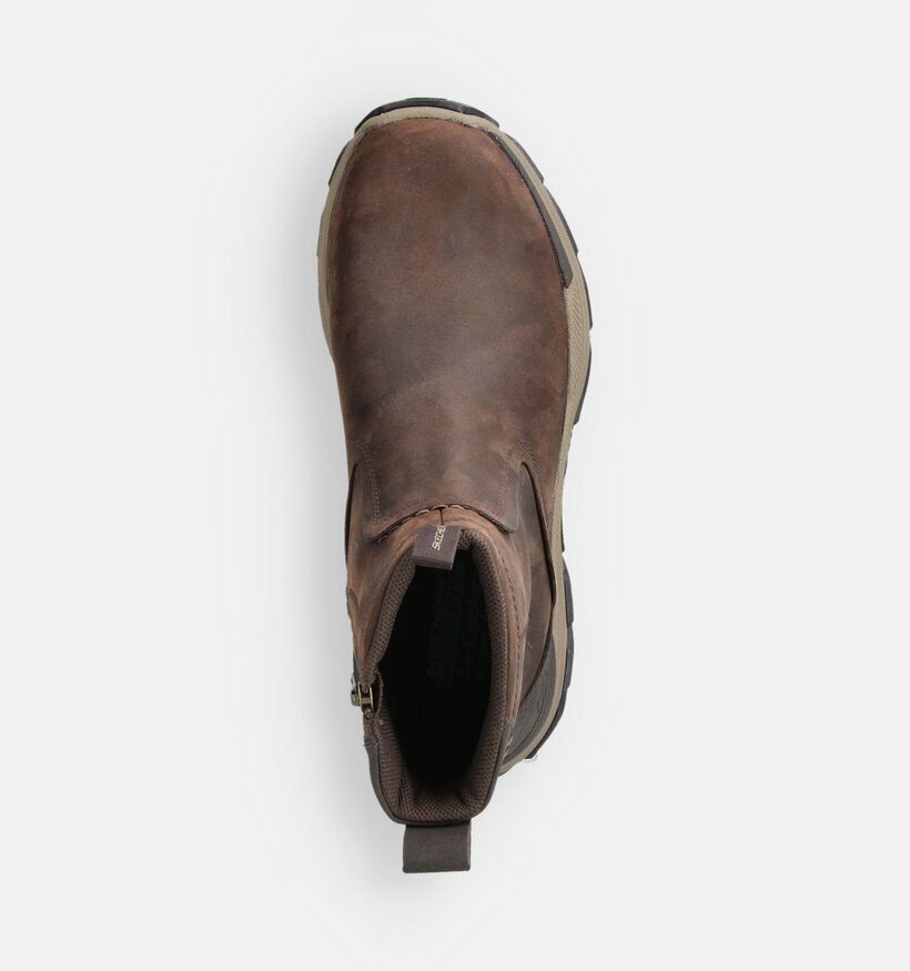 Skechers Respected Evans Donkerbruine Boots Chelsea voor heren (378006)