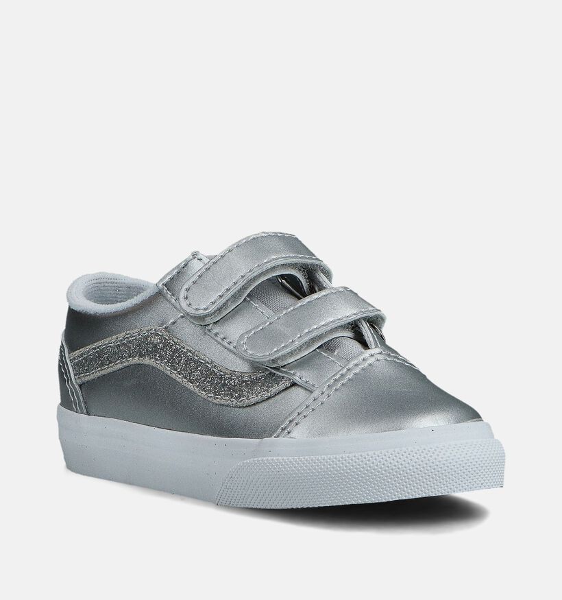 Vans Old Skool V Baskets à Velcro en Argent pour filles (361019)