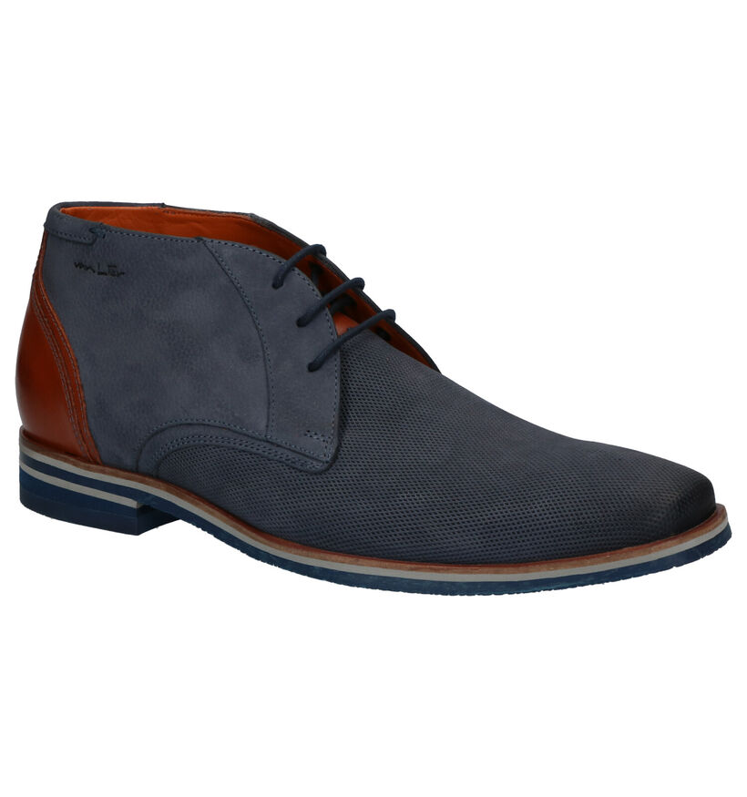 Van Lier Blauwe Hoge Schoenen in nubuck (277026)