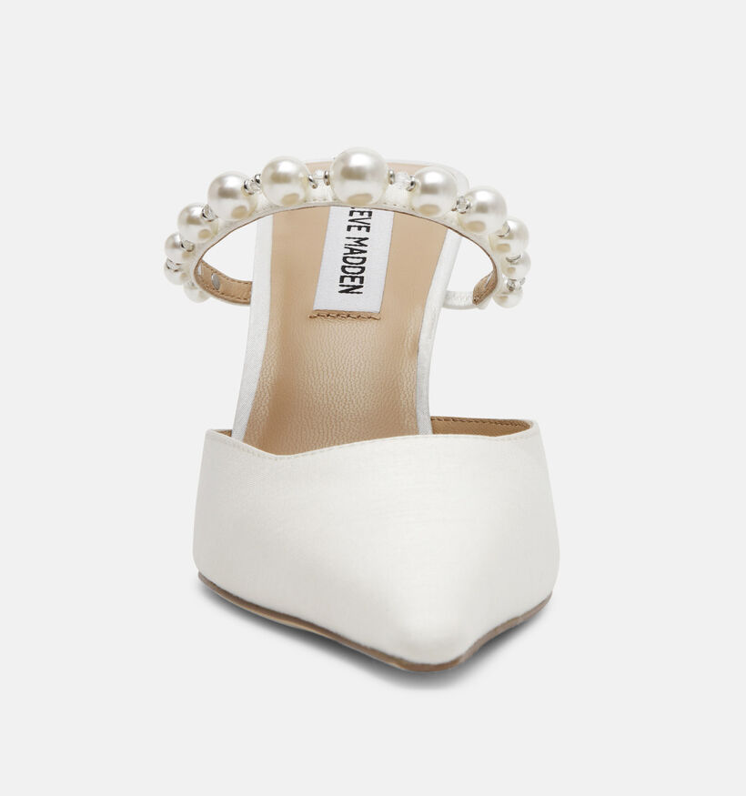 Steve Madden Brecki Satin Witte Slippers op hak voor dames (379925)
