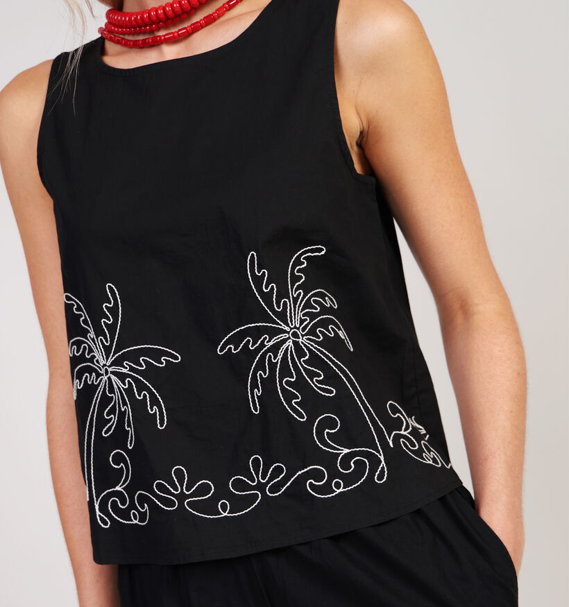JDY Eliza Embroidery Débardeur en Noir pour femmes (365282)