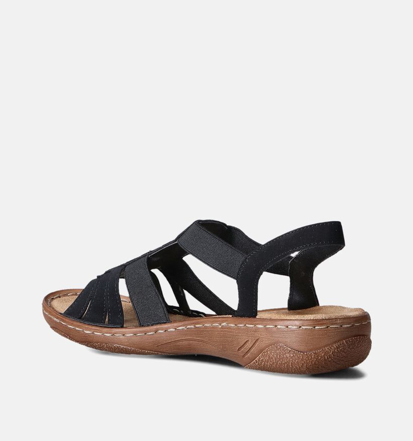 Rieker Sandales plates en Noir pour femmes (354930)