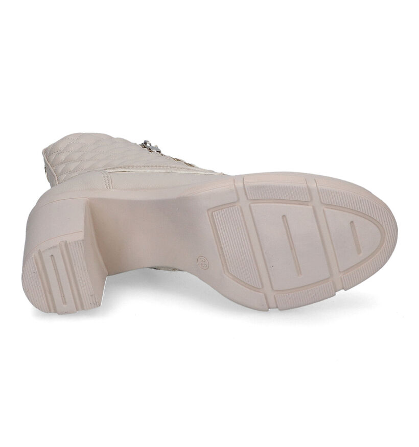 Marco Tozzi Bottines à lacets en Beige clair en simili cuir (300197)