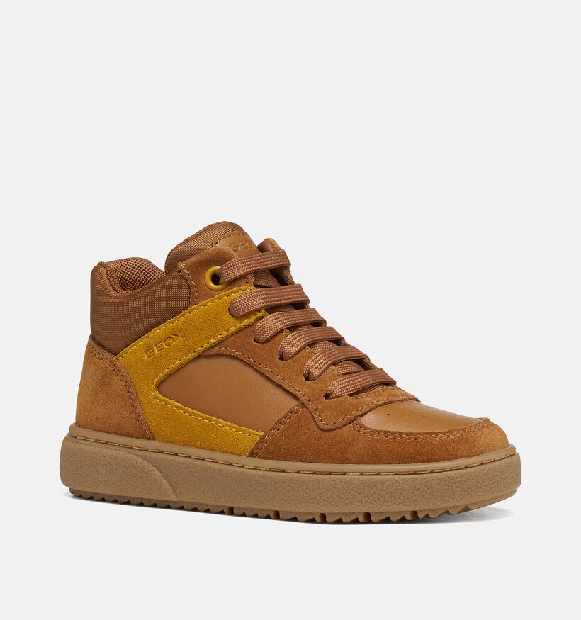 Geox Theeleven Boots &agrave; lacets en Cognac pour gar&ccedil;ons (377757) - pour semelles orthop&eacute;diques
