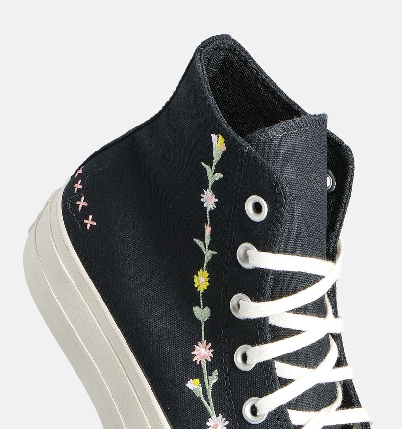 Converse Chuck Taylor All Star Lift Floral Baskets montantes en Noir pour femmes (357546) - pour semelles orthopédiques