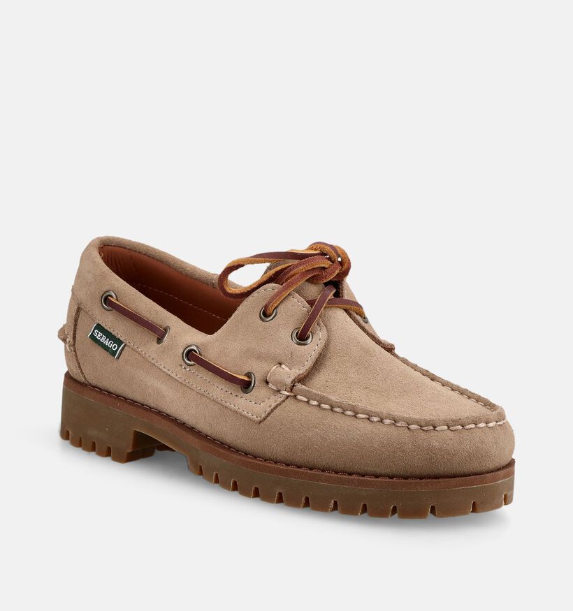 Sebago Ranger Suede Chaussures bateau en Beige fonc&eacute; pour femmes (376077)