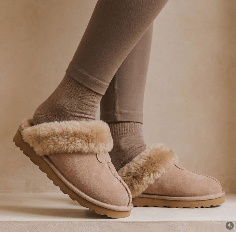 Laurent David Split Seam Slipper Pantoufles ouvertes en Beige pour femmes (382385)