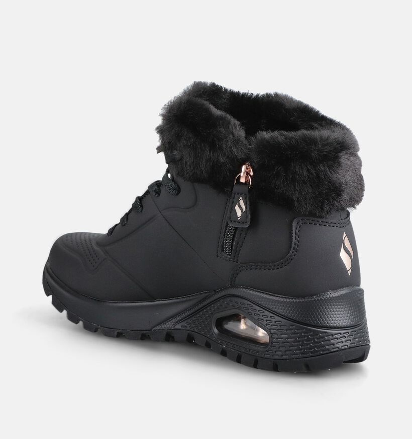 Skechers Uno Rugged Zwarte Boots met Veters en Rits voor dames (377977)