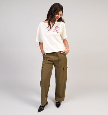 Orfeo T-shirts Beige/Groen