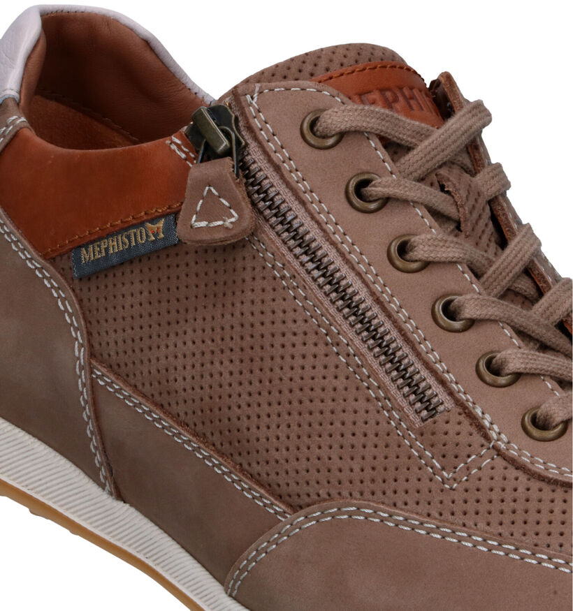 Mephisto Leon Nomad Beige Veterschoenen voor heren (323382) - geschikt voor steunzolen