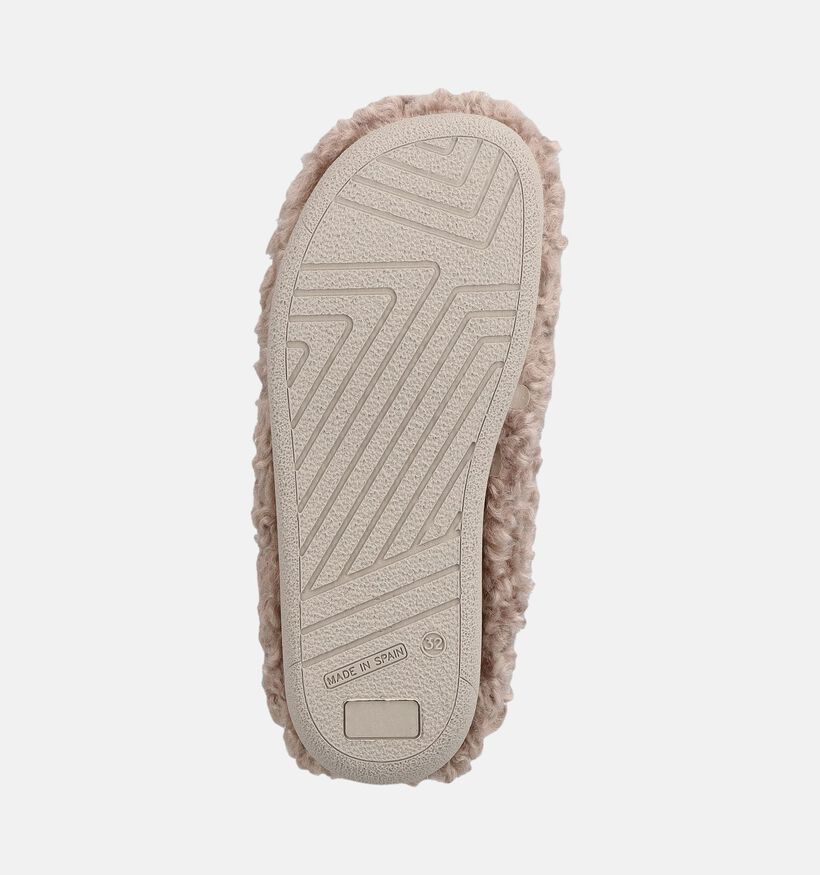Milo & Mila Taupe Teddy Open Pantoffels voor jongens, meisjes (381130) - geschikt voor steunzolen