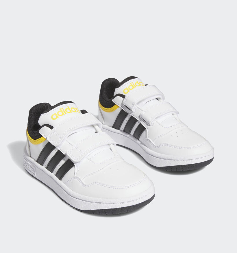 adidas Hoops 3.0 Baskets en Blanc/Jaune pour filles, garçons (366070) - pour semelles orthopédiques
