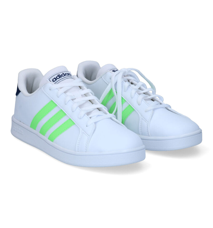 adidas Grand Court K Baskets en Blanc pour garçons (307966) - pour semelles orthopédiques