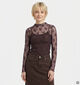 Pieces Vio Mesh Longsleeves en Bordeaux pour femmes (382229)