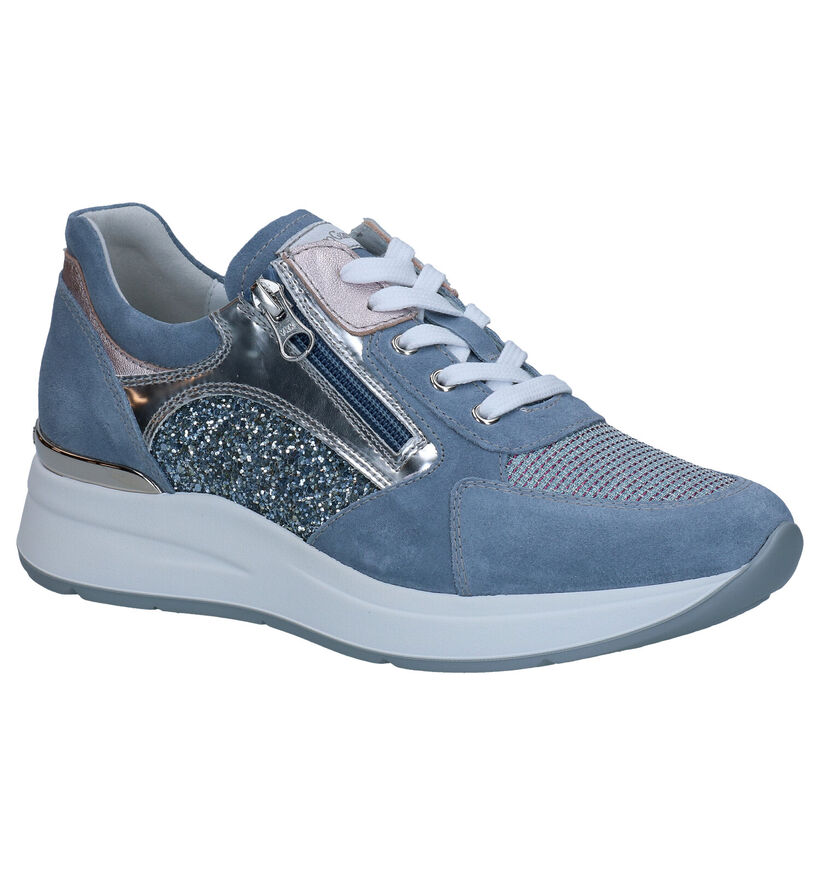 NeroGiardini Blauwe Veterschoenen in daim (290039)