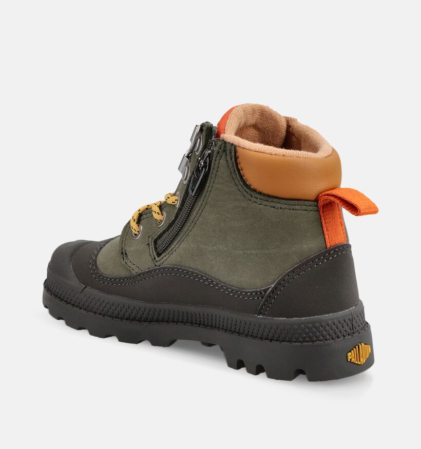 Palladium Pampa HI Cuff Waterproof Boots &agrave; lacets en Vert pour gar&ccedil;ons (378507) - pour semelles orthop&eacute;diques