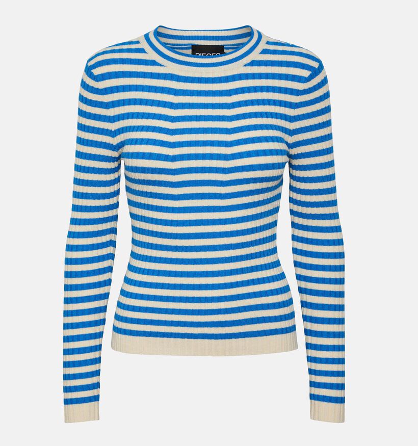 Pieces Crista Pull rayé en Bleu pour femmes (332845)