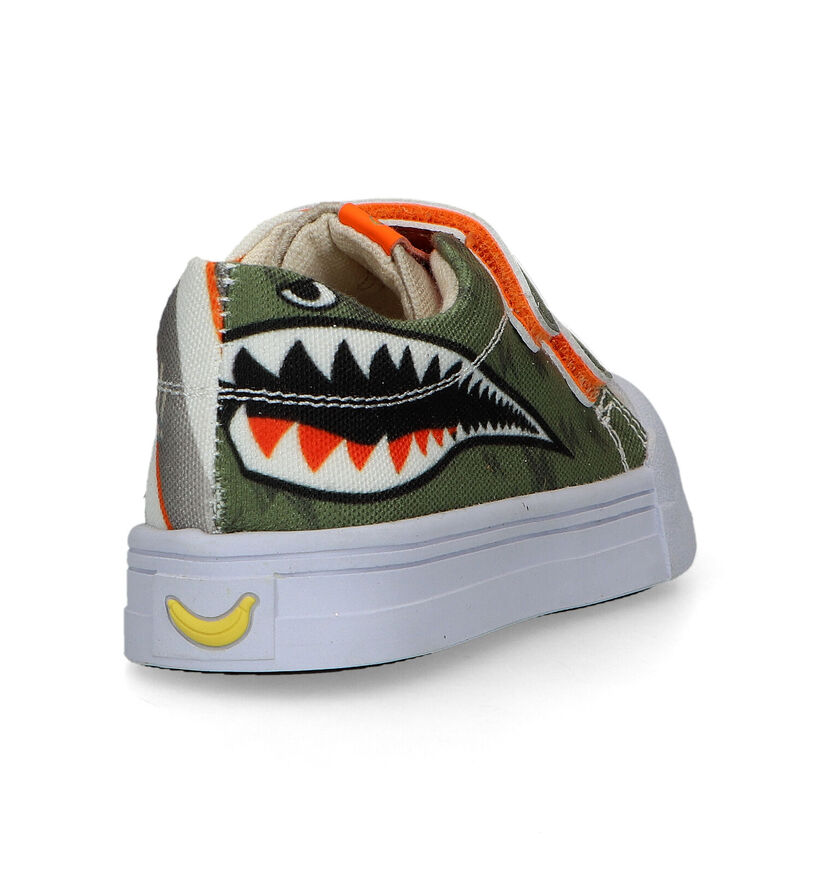 Go Banana's Shark Attack Kaki Velcroschoenen voor jongens (324045) - geschikt voor steunzolen