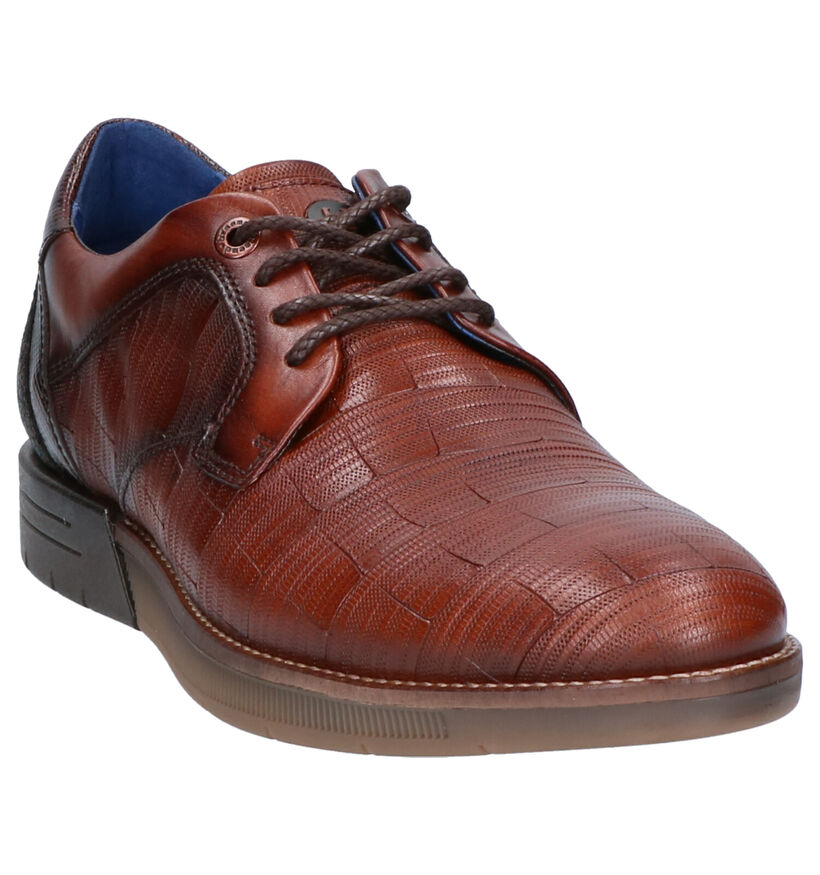 Braend Cognac Geklede Veterschoenen in leer (261044)