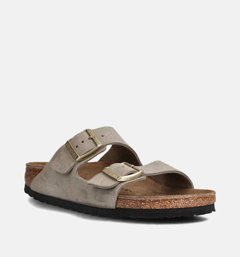 Birkenstock Arizona Suede Nu-pieds en Taupe pour femmes (360256)