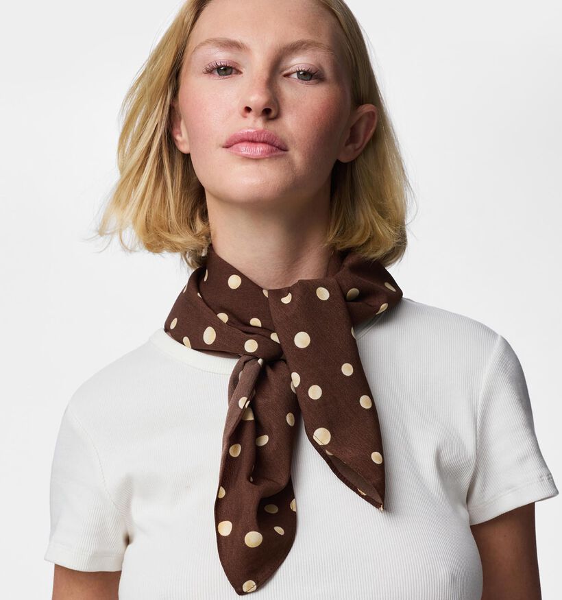 Pieces Marie Square Scarf Dots Ch&acirc;le en Marron pour femmes (374197)