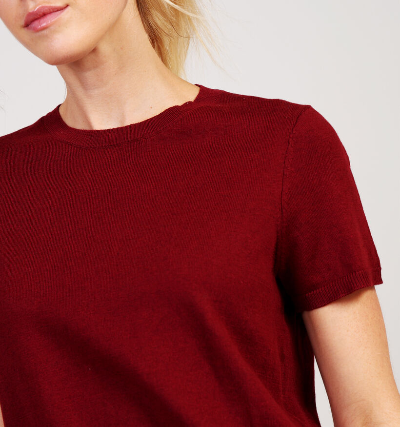 JDY Bodil Knit T-shirt en Bordeaux pour femmes (359946)