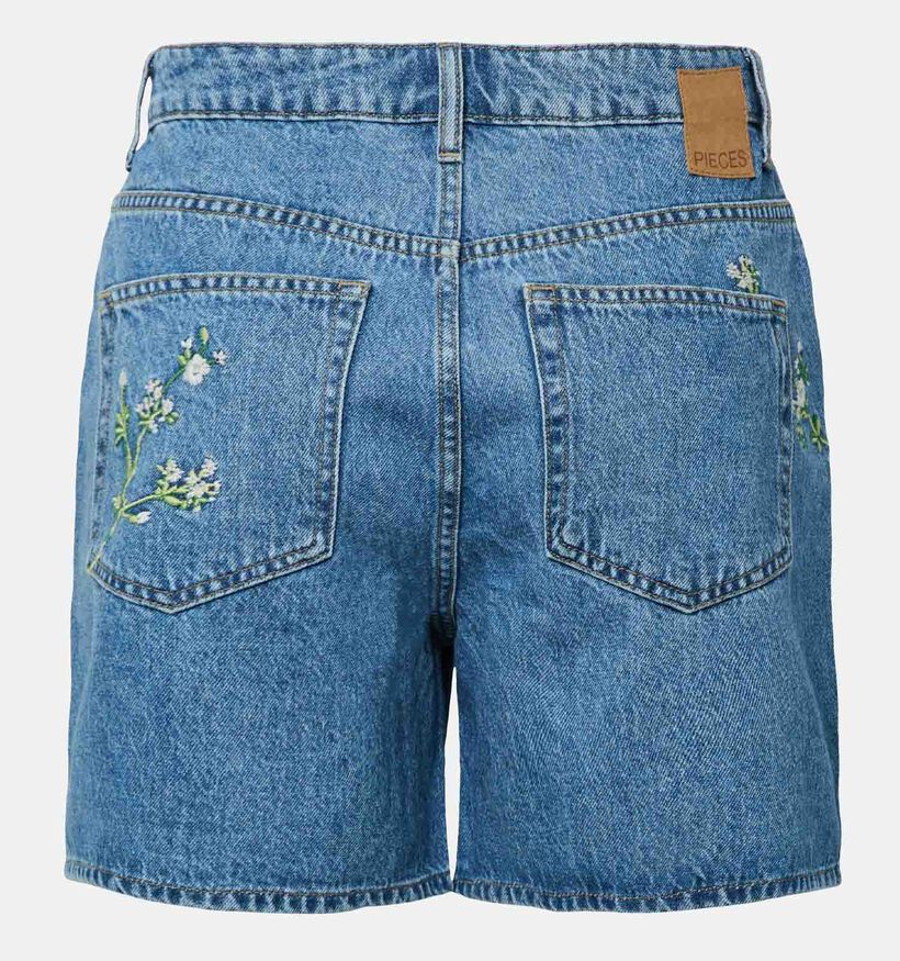 Pieces Sky Embroidery Denim Short en Bleu pour femmes (372382)