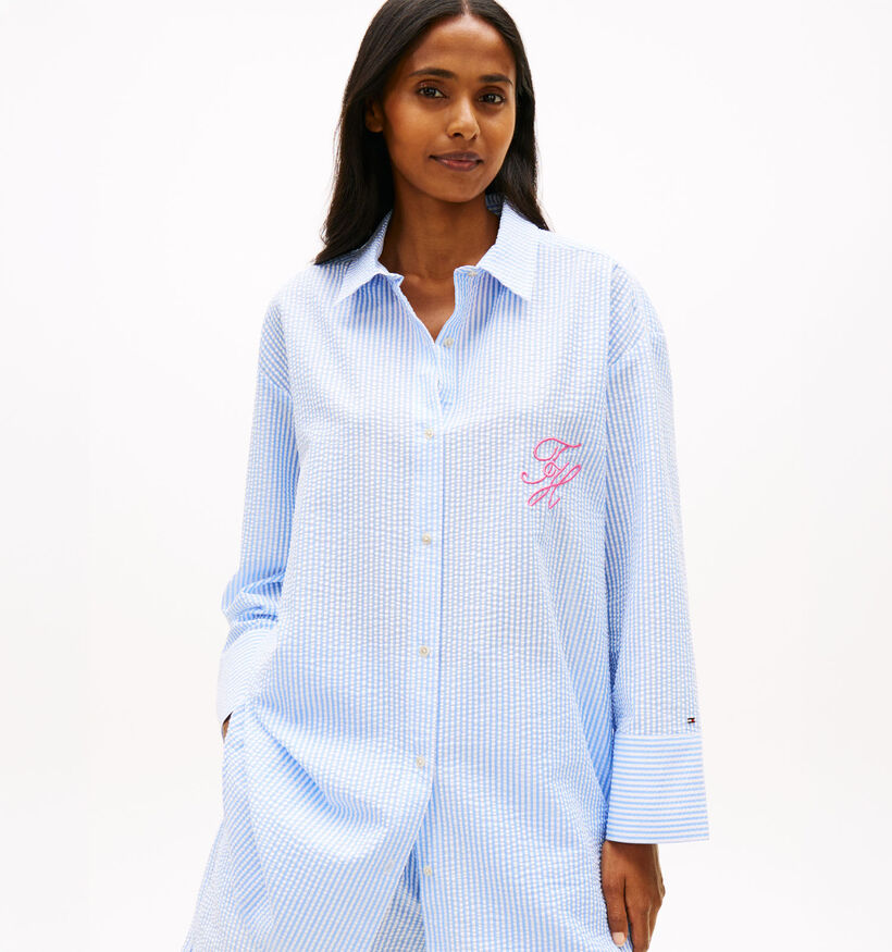 Tommy Hilfiger Seersucker Lichtblauw Hemd voor dames (369264)