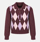 Guess Bordeaux Geruite Polotrui voor dames (381052)