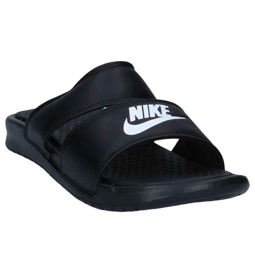 Nike Nu-pieds plates en Noir en simili cuir (238310)