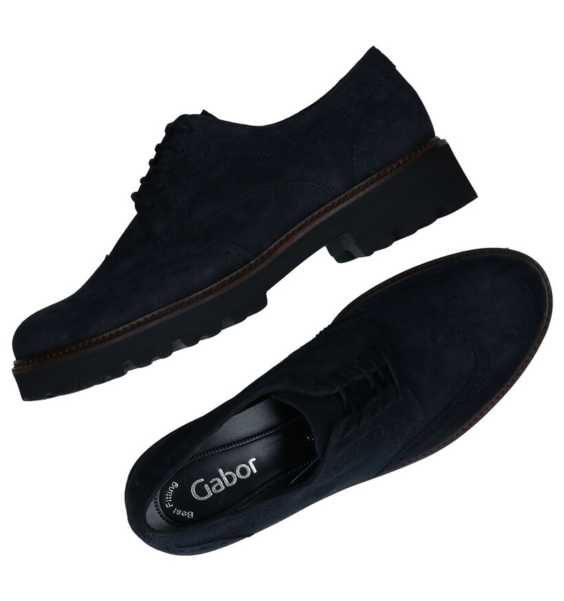 Gabor Best Fitting Chaussures à lacets en Bleu en nubuck (283536)