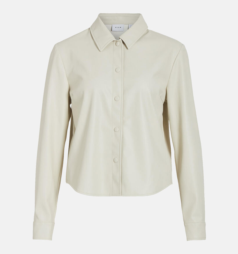 Vila Elie Chemise aspect cuir en Écru pour femmes (338509)