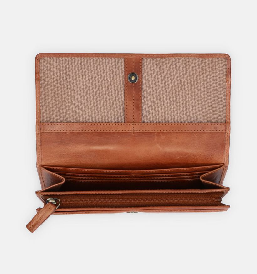 Label M Porte-monnaie à rabat en Cognac pour femmes (358856)