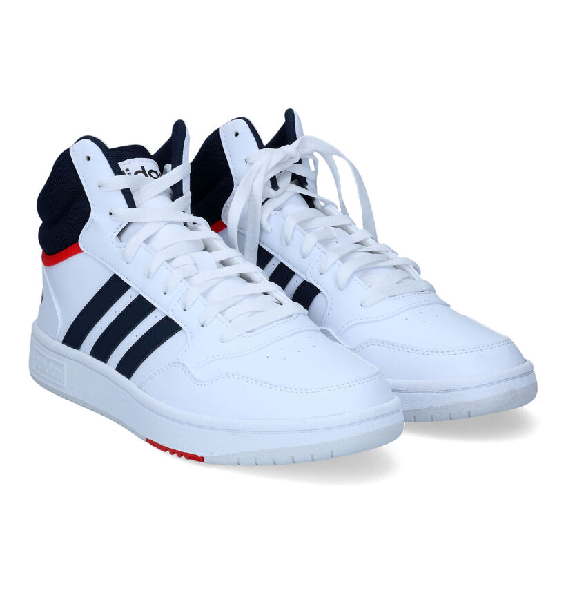 adidas Hoops 3.0 Mid Baskets en Blanc pour hommes (308457) - pour semelles orthopédiques