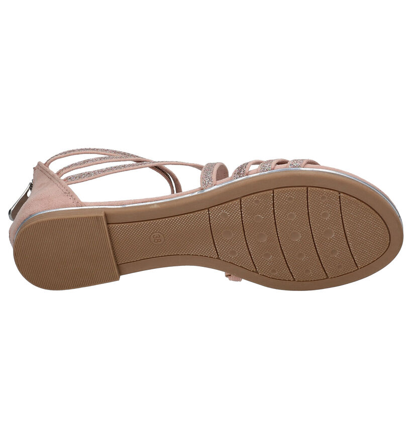 Marco Tozzi Sandales plates en Taupe en textile (270671)