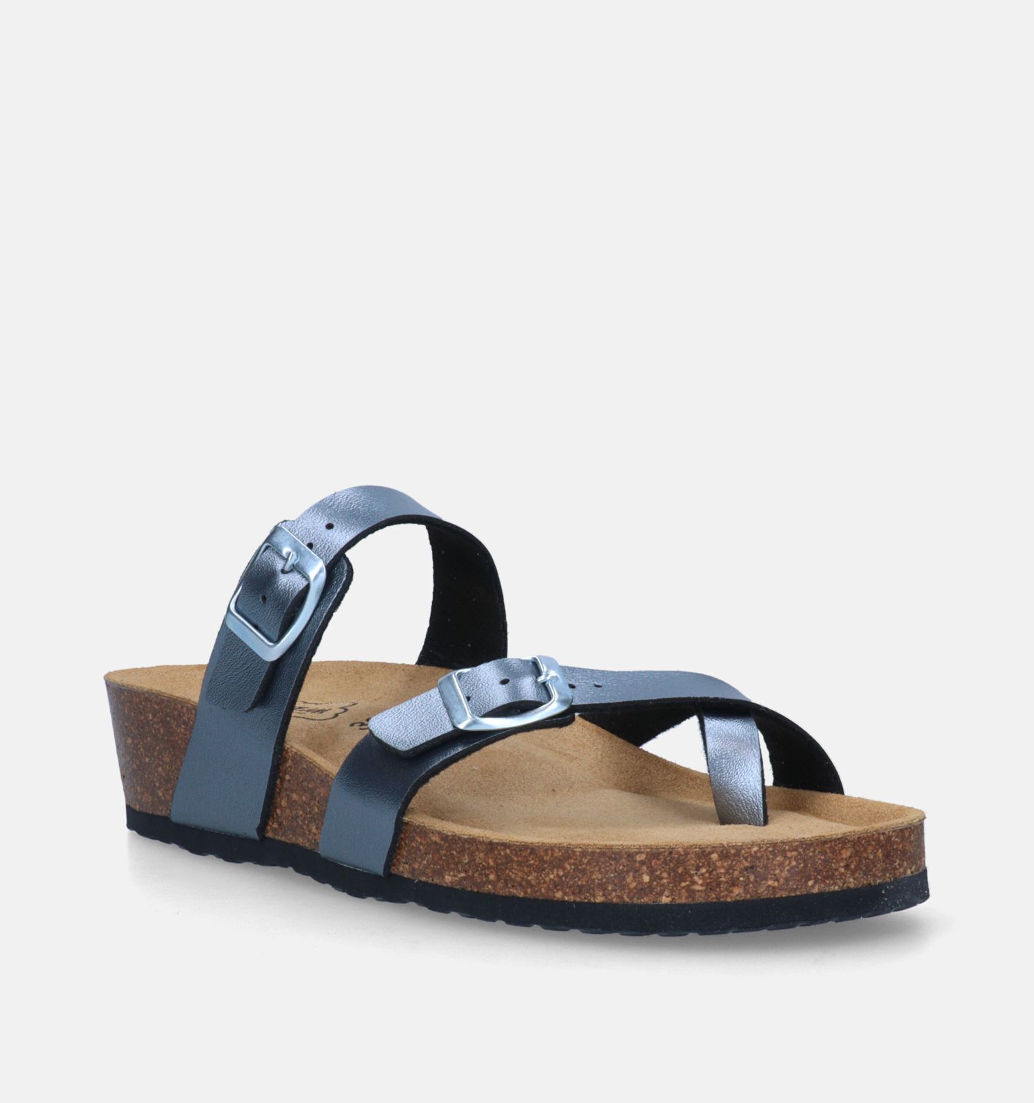 Bio Dream Grijze Teenslippers met sleehak Dames Slippers Online op TORFS.BE