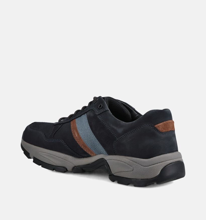 Gabor Soft Walk Donkerblauwe/Cognac Veterschoenen voor heren (380895) - geschikt voor steunzolen