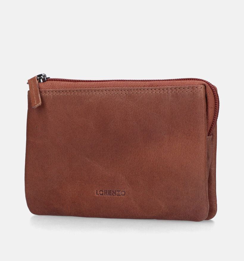 Euro-Leather Porte-monnaie zippé en Cognac pour femmes (343451)