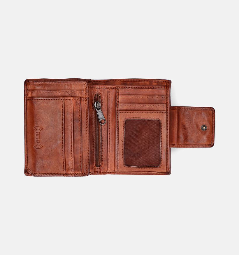 Bear Design Porte-monnaies zippé en Cognac pour hommes (365866)