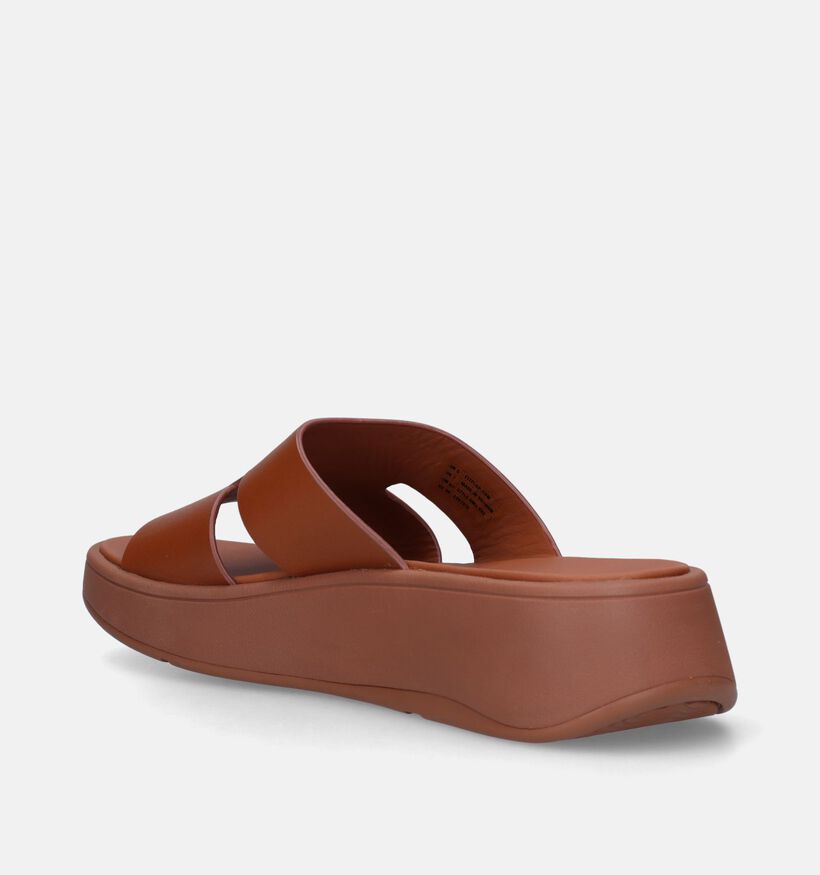 FitFlop F-Mode Raw-Edge Flatform H-Bar Slides Zwarte Slippers voor dames (336986)