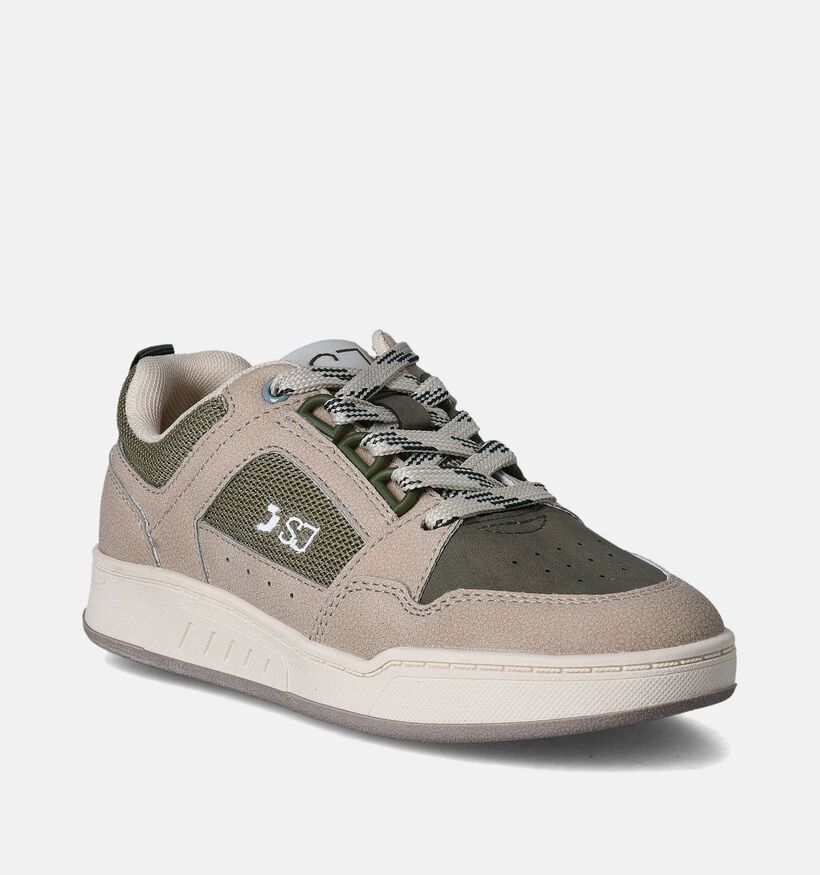 SJ Kaki Veterschoenen voor jongens (354462) - geschikt voor steunzolen