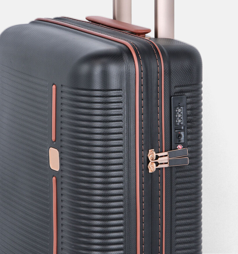 Origin Zwarte/Cognac Reiskoffer Handbagage voor dames, heren (376172)
