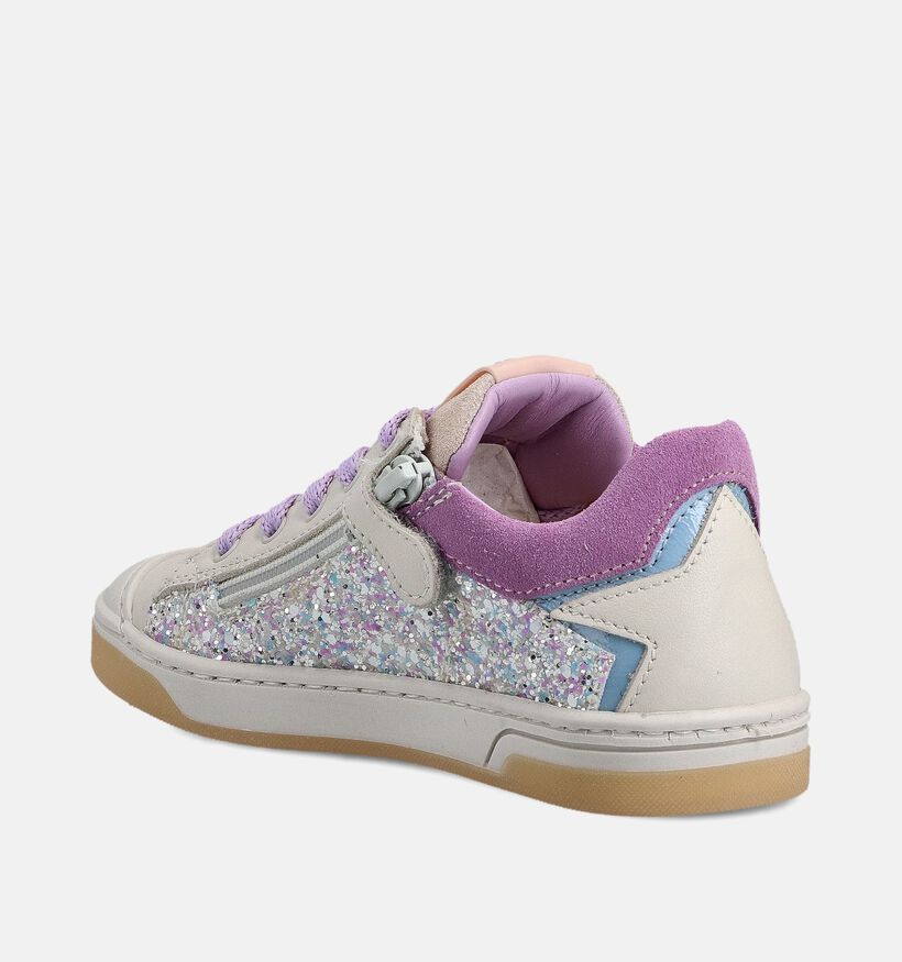 STONES and BONES Dorey Ecru/Paarse Sneakers voor meisjes (369609) - geschikt voor steunzolen
