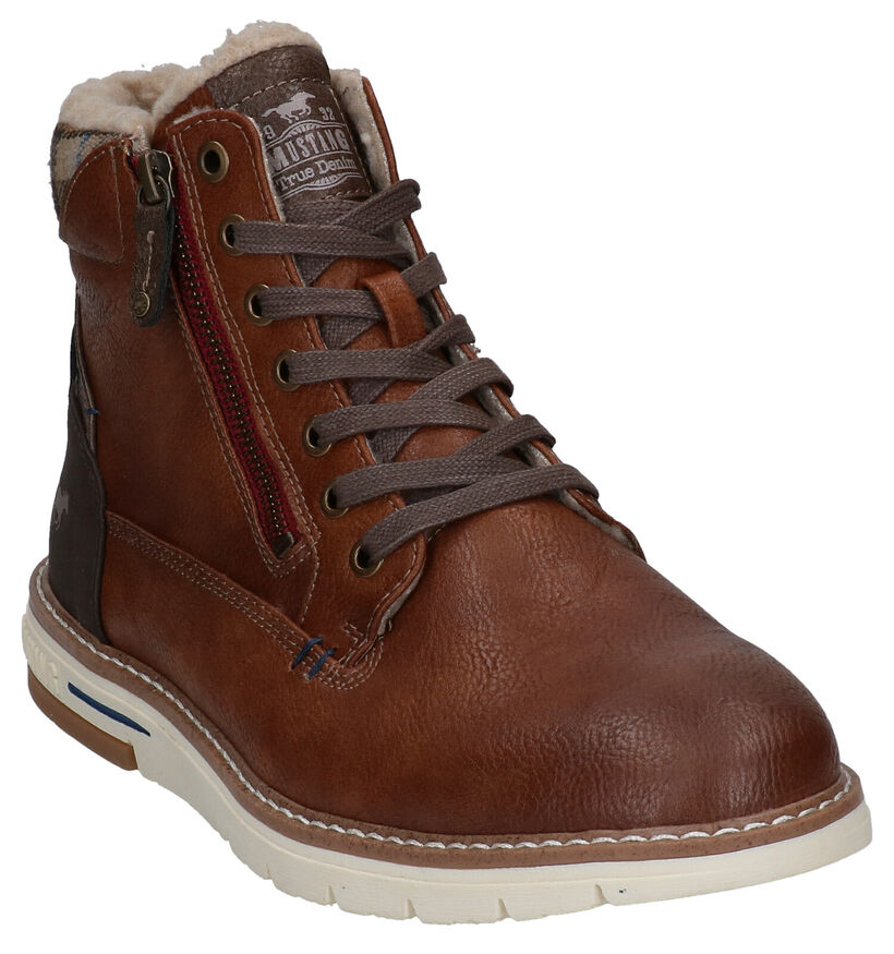 Mustang Cognac Hoge Schoenen in kunstleer (298241)