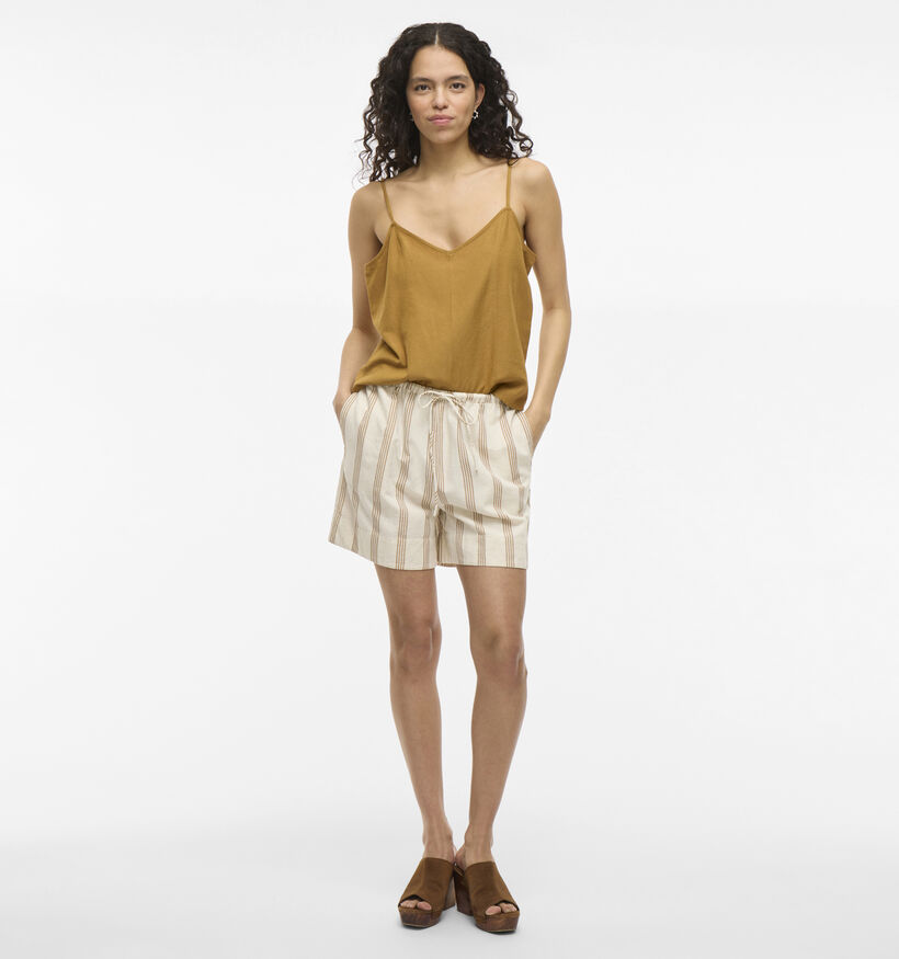 Vila Prisilla Short rayé en Beige pour femmes (353194)