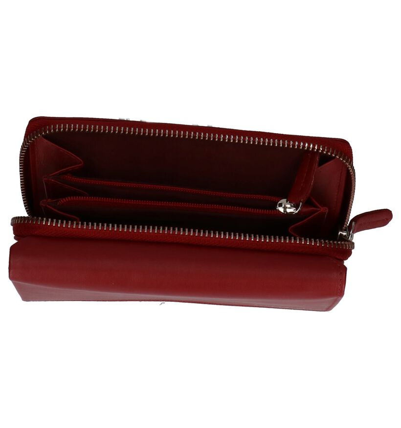 Rode Overslagportemonnee Euro-Leather in leer (220952)