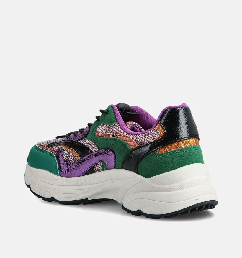 Posh by Poelman Baskets en Vert/Violet pour filles (363034) - pour semelles orthopédiques