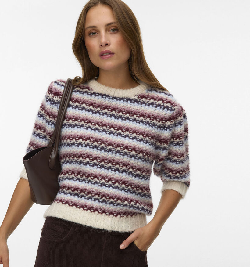 Vero Moda Cella Pull en Rouge/Multi pour femmes (377558)